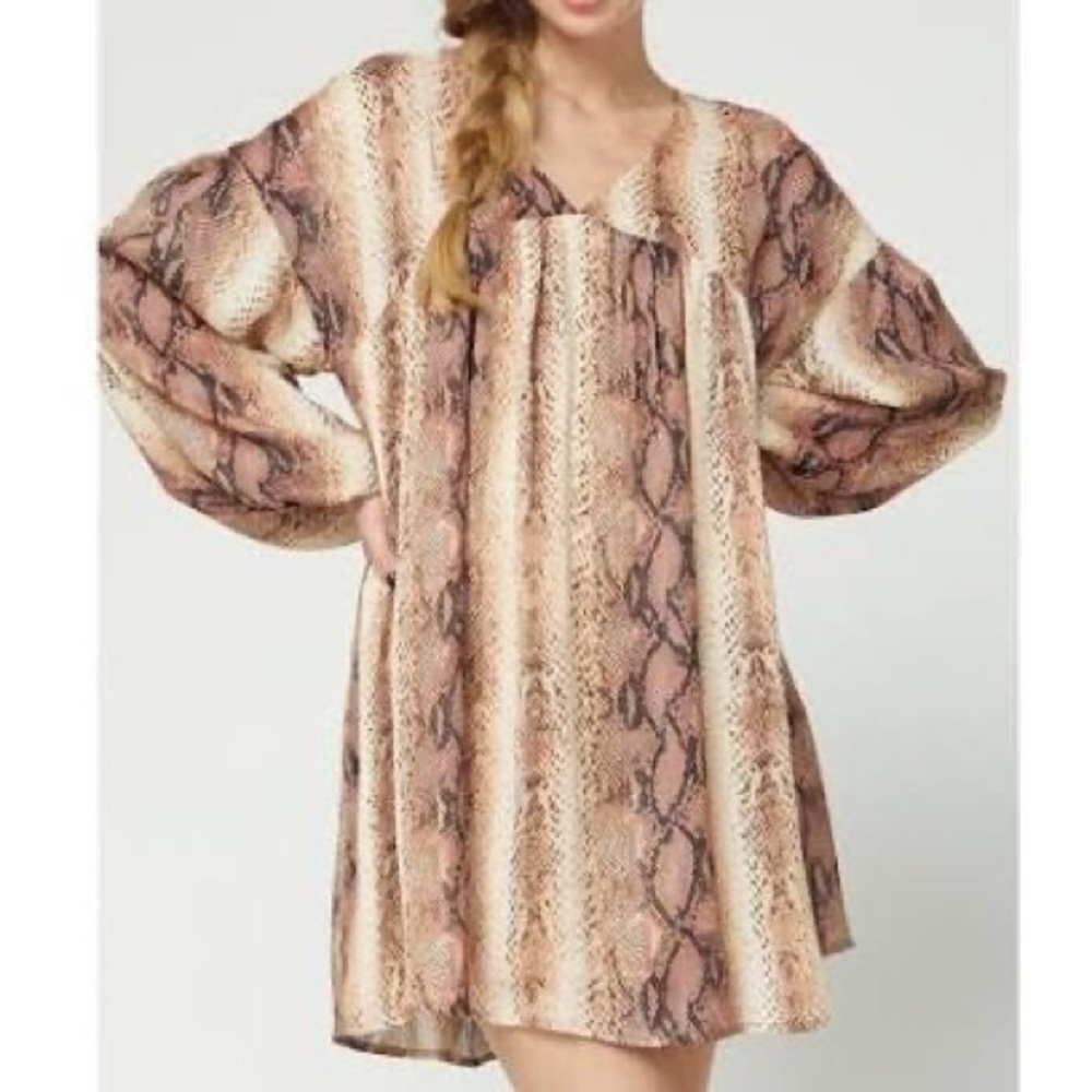 Entro Sizzling Snake Babydoll Mini Dress Small Relaxed